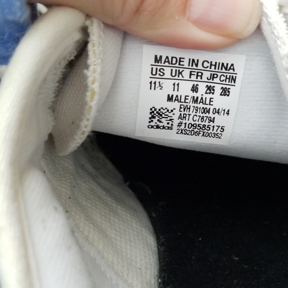 Adidas White Canvas Mens 11.5 Shoes Sneakers - Picture 7 of 8